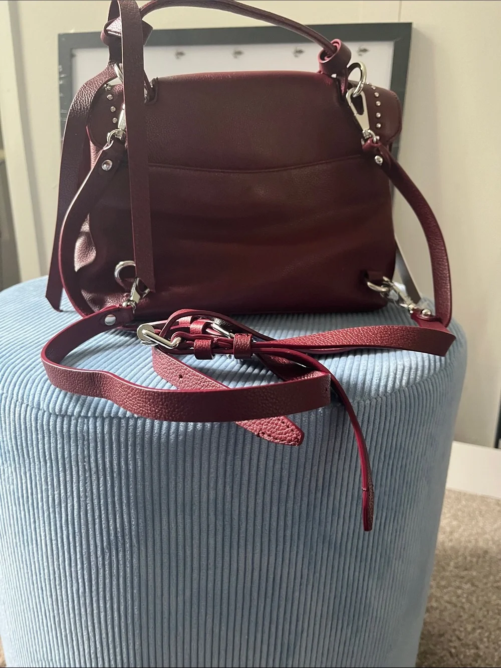 STELLA MCCARTNEY FOR REBECCA MINKOFF Women's Leather Satchel Handbag in Burgundy